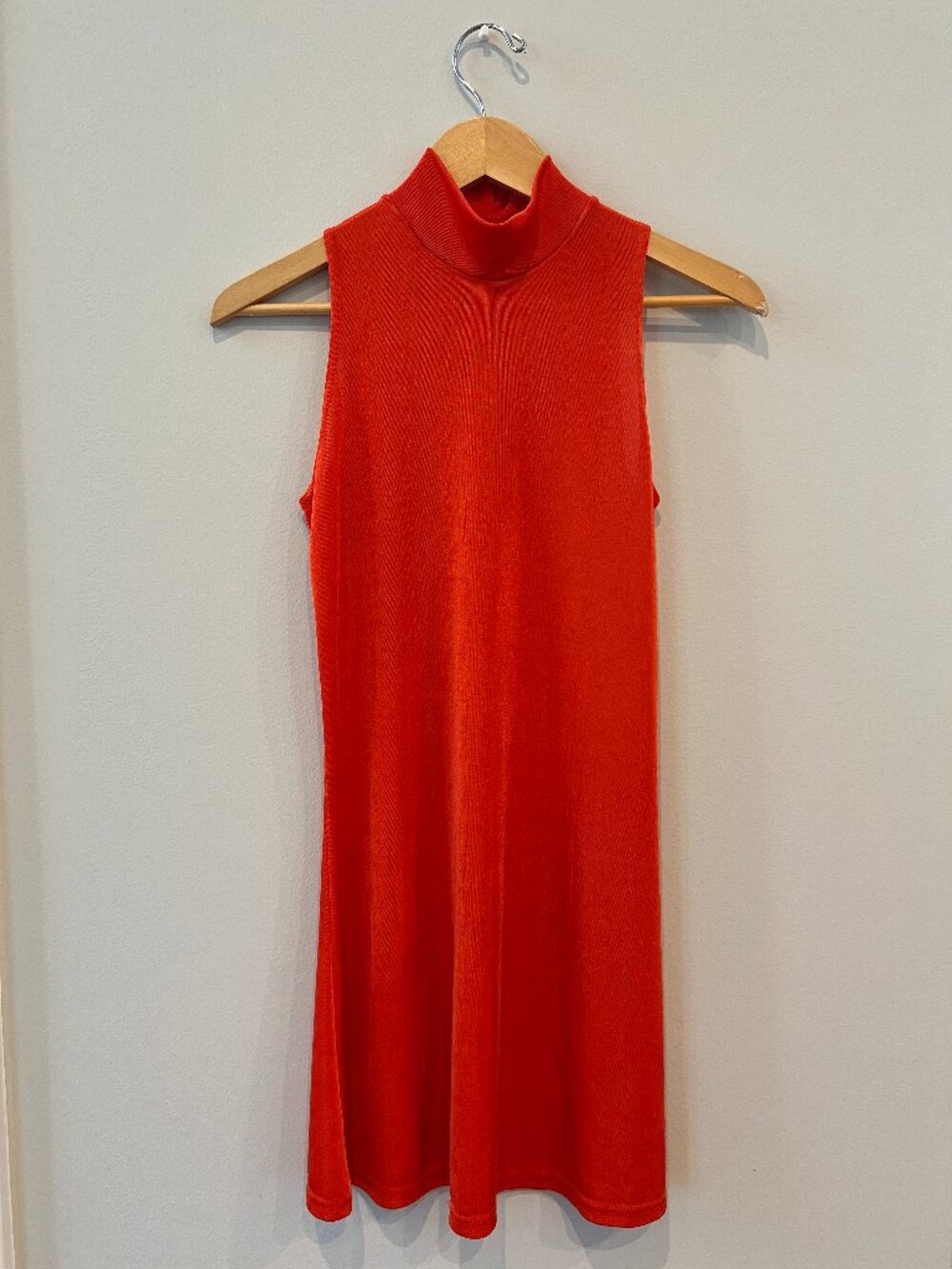 Vintage Live Wire Orange Sleeveless Mock Neck Dress – Made in USA – Retro Mini